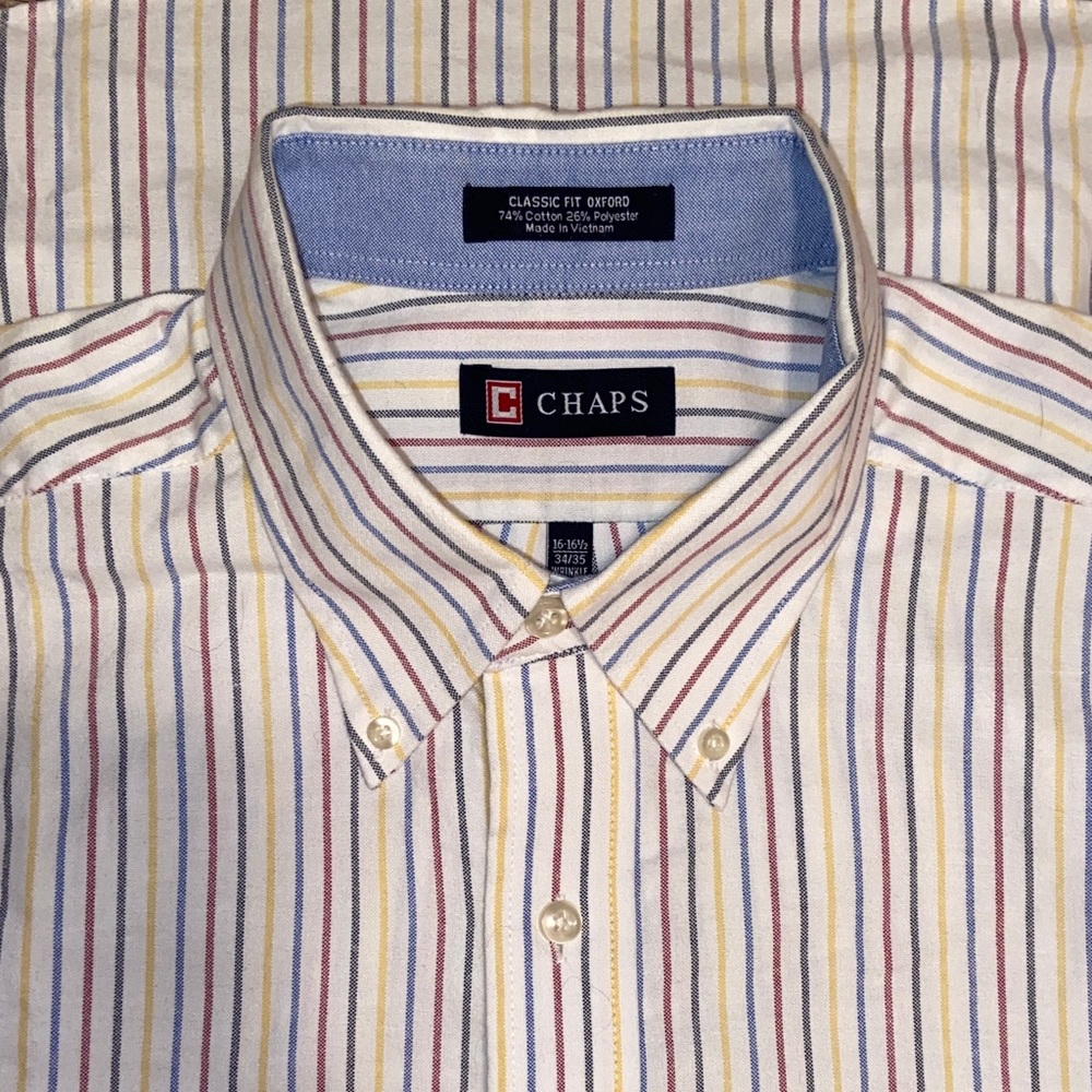 Chaps Men's Striped Button Down Shirt - Yellow, Blue, Red
